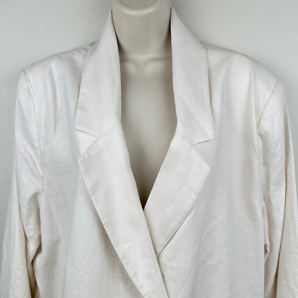 NEW Old Navy Double Breasted Linen Blend Blazer Cream XL Coastal Office Classic - Picture 3 of 13